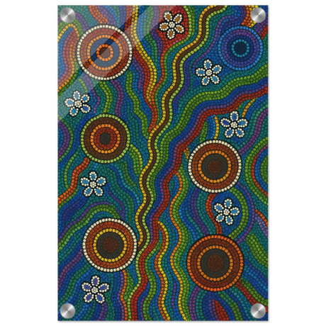 Rainbow Dreaming Aboriginal Wall Art Print - Acrylic Print - 30x45 cm / 12x18″ - 