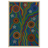 Rainbow Dreaming Aboriginal Wall Art Print - Framed Canvas - 60x90 cm / 24x36″ - Wood frame