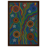 Rainbow Dreaming Aboriginal Wall Art Print - Framed Canvas - 40x60 cm / 16x24″ - Dark wood frame