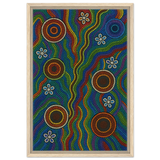 Rainbow Dreaming Aboriginal Wall Art Print - Framed Canvas - 40x60 cm / 16x24″ - Wood frame