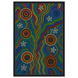 Rainbow Dreaming Aboriginal Wall Art Print - Framed Canvas - 60x90 cm / 24x36″ - Black frame