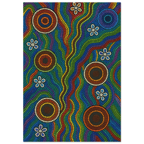 Rainbow Dreaming Aboriginal Wall Art Print - Fine Art Poster - 70x100 cm / 28x40″ - 