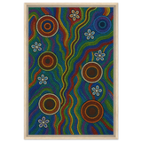 Rainbow Dreaming Aboriginal Wall Art Print - Framed Canvas - 50x75 cm / 20x30″ - Wood frame