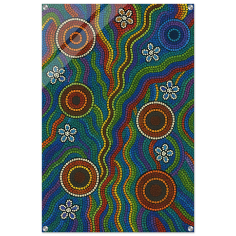Rainbow Dreaming Aboriginal Wall Art Print - Acrylic Print - 60x90 cm / 24x36″ - 