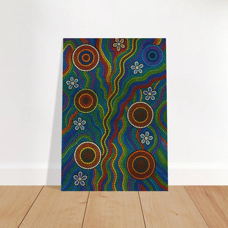 Rainbow Dreaming Aboriginal Wall Art Print - Brushed Aluminum Print - 70x100 cm / 28x40″ - 