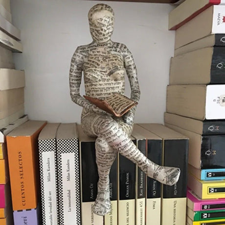 Reading Woman Resin Sculptures – Thinker Character Ornaments for Home & Office Décor - Thinker - 