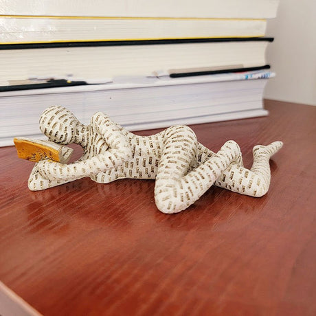 Reading Woman Resin Sculptures – Thinker Character Ornaments for Home & Office Décor - Thinker - 