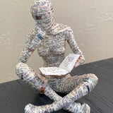 Reading Woman Resin Sculptures – Thinker Character Ornaments for Home & Office Décor - Meditator - 