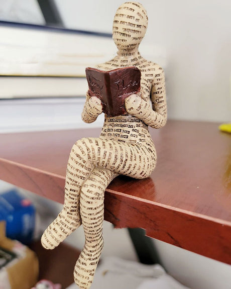 Reading Woman Resin Sculptures – Thinker Character Ornaments for Home & Office Décor - Style C - 