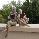 Reading Woman Resin Sculptures – Thinker Character Ornaments for Home & Office Décor - Thinker - 