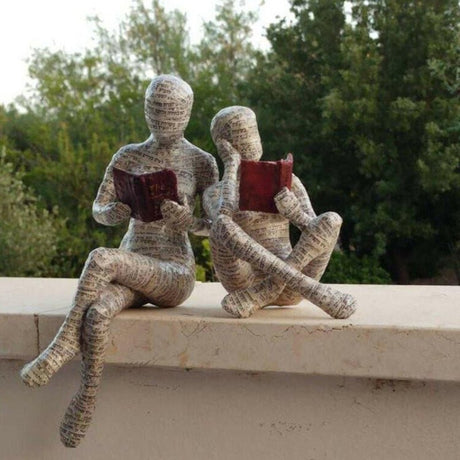 Reading Woman Resin Sculptures – Thinker Character Ornaments for Home & Office Décor - Thinker - 