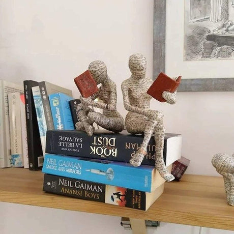 Reading Woman Resin Sculptures – Thinker Character Ornaments for Home & Office Décor - Thinker - 
