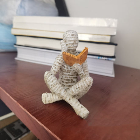 Reading Woman Resin Sculptures – Thinker Character Ornaments for Home & Office Décor - Style D - 