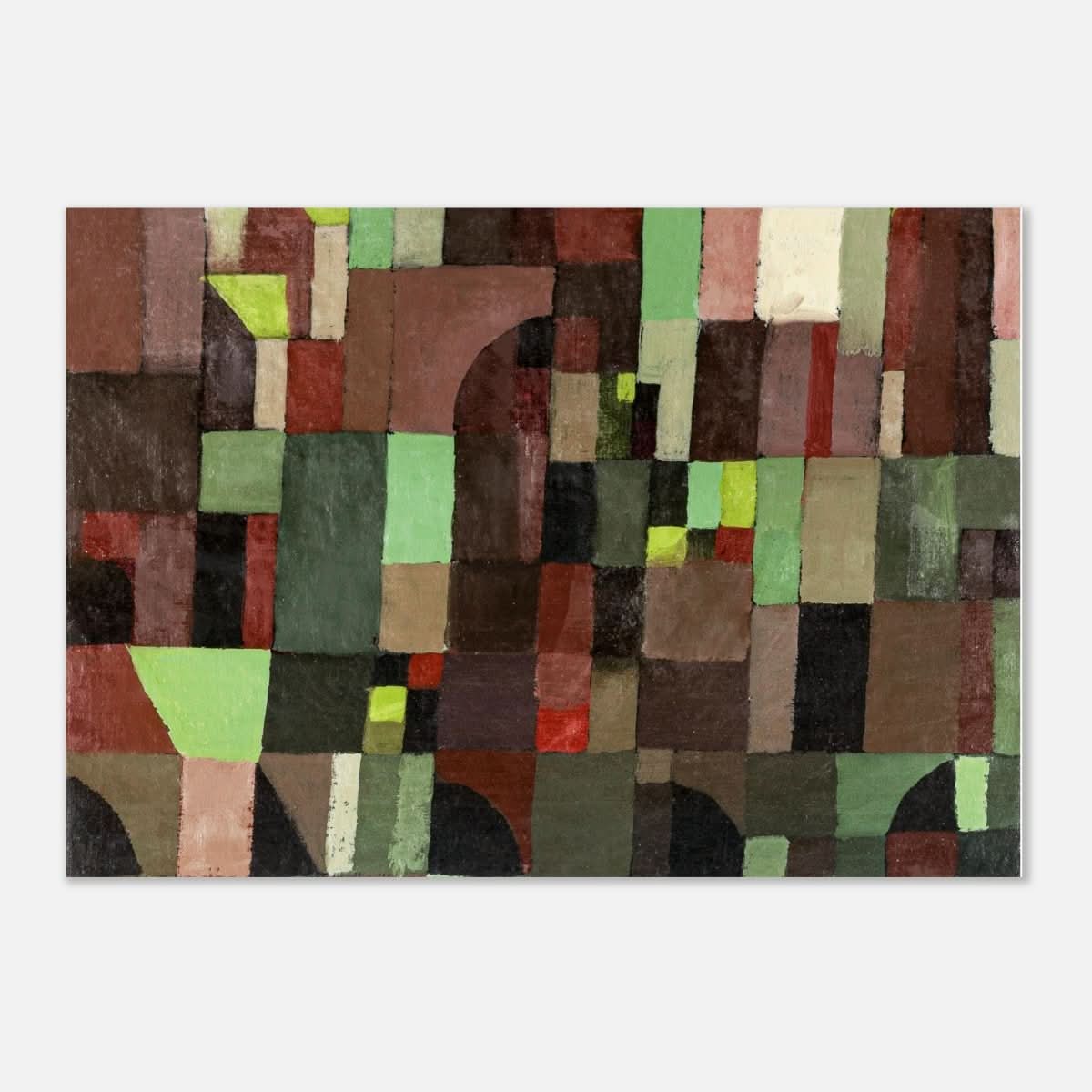 Red And Green Architecture by Paul Klee 1922 - Aluminum Print - 70x100 cm / 28x40″ - 