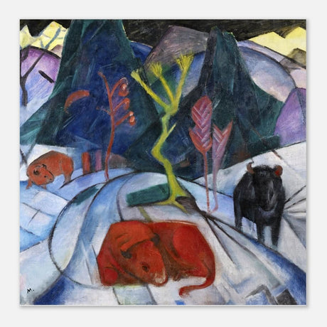 Red Bison by Franz Marc - Aluminum Print - 50x50 cm / 20x20″ - 