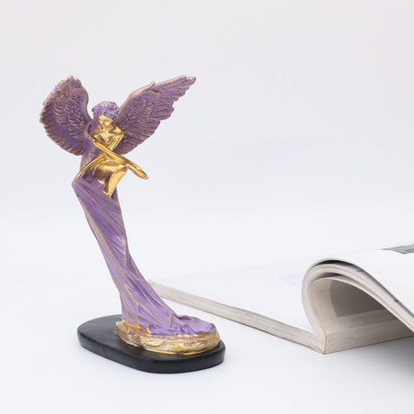 Redemption Angel Sculpture – Artistic Resin Décor - Purple - 