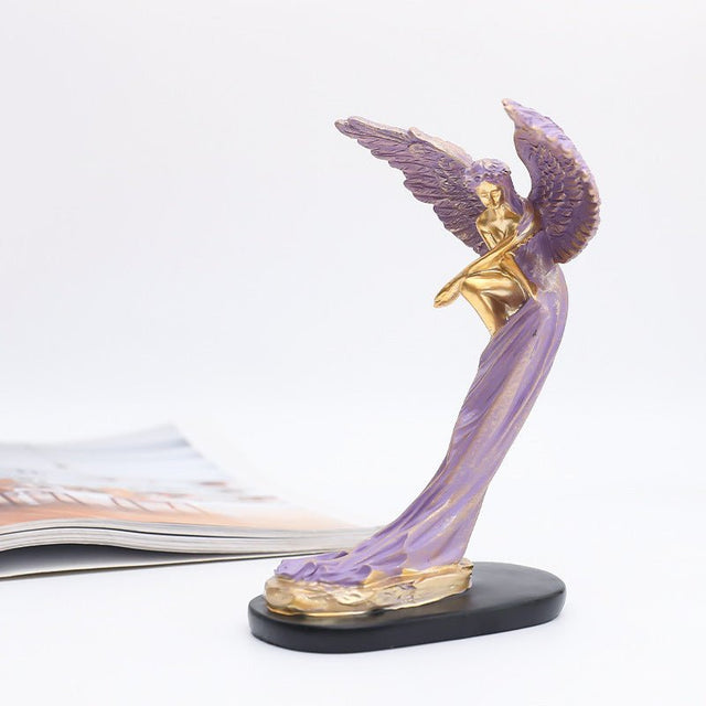 Redemption Angel Sculpture – Artistic Resin Décor - Purple - 