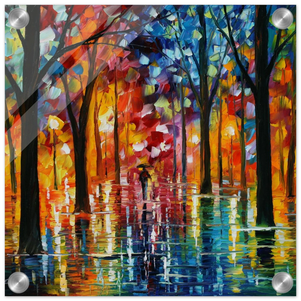 Reflections of Twilight – Vibrant Abstract City Park Wall Art - Acrylic Print - 30x30 cm / 12x12″ - 