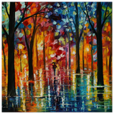 Reflections of Twilight – Vibrant Abstract City Park Wall Art - Wood Prints - 40x40 cm / 16x16″ - 