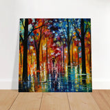 Reflections of Twilight – Vibrant Abstract City Park Wall Art - Brushed Aluminum Print - 20x20 cm / 8x8″ - 