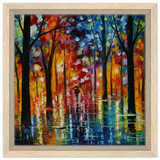Reflections of Twilight – Vibrant Abstract City Park Wall Art - Framed Canvas - 30x30 cm / 12x12″ - Wood frame