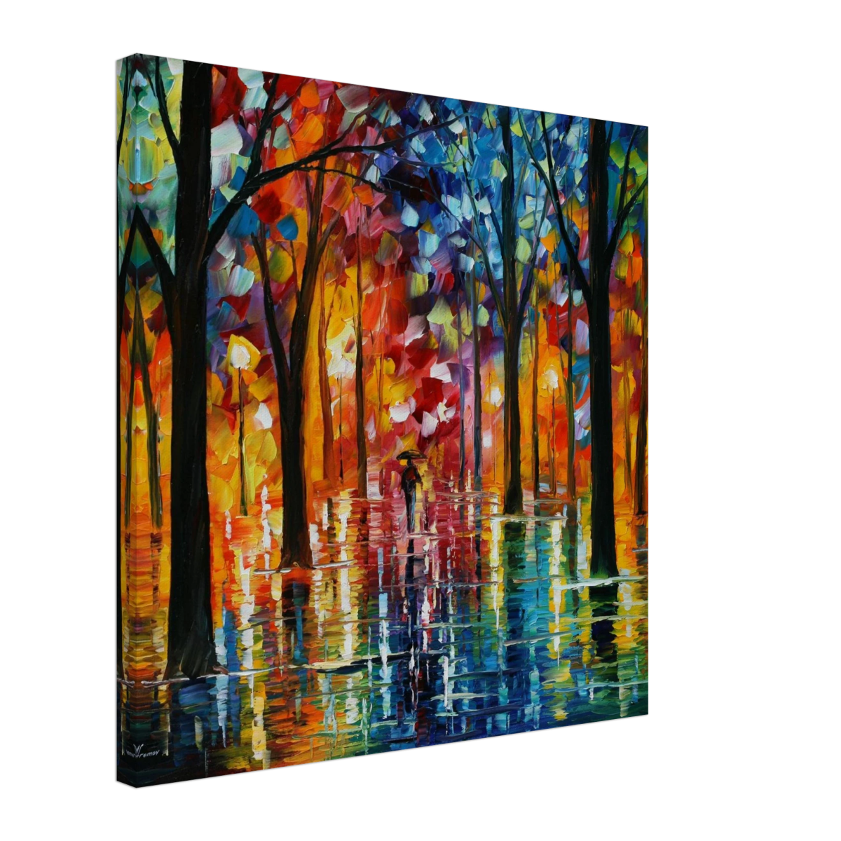 Reflections of Twilight – Vibrant Abstract City Park Wall Art - Canvas - 50x50 cm / 20x20″ - 