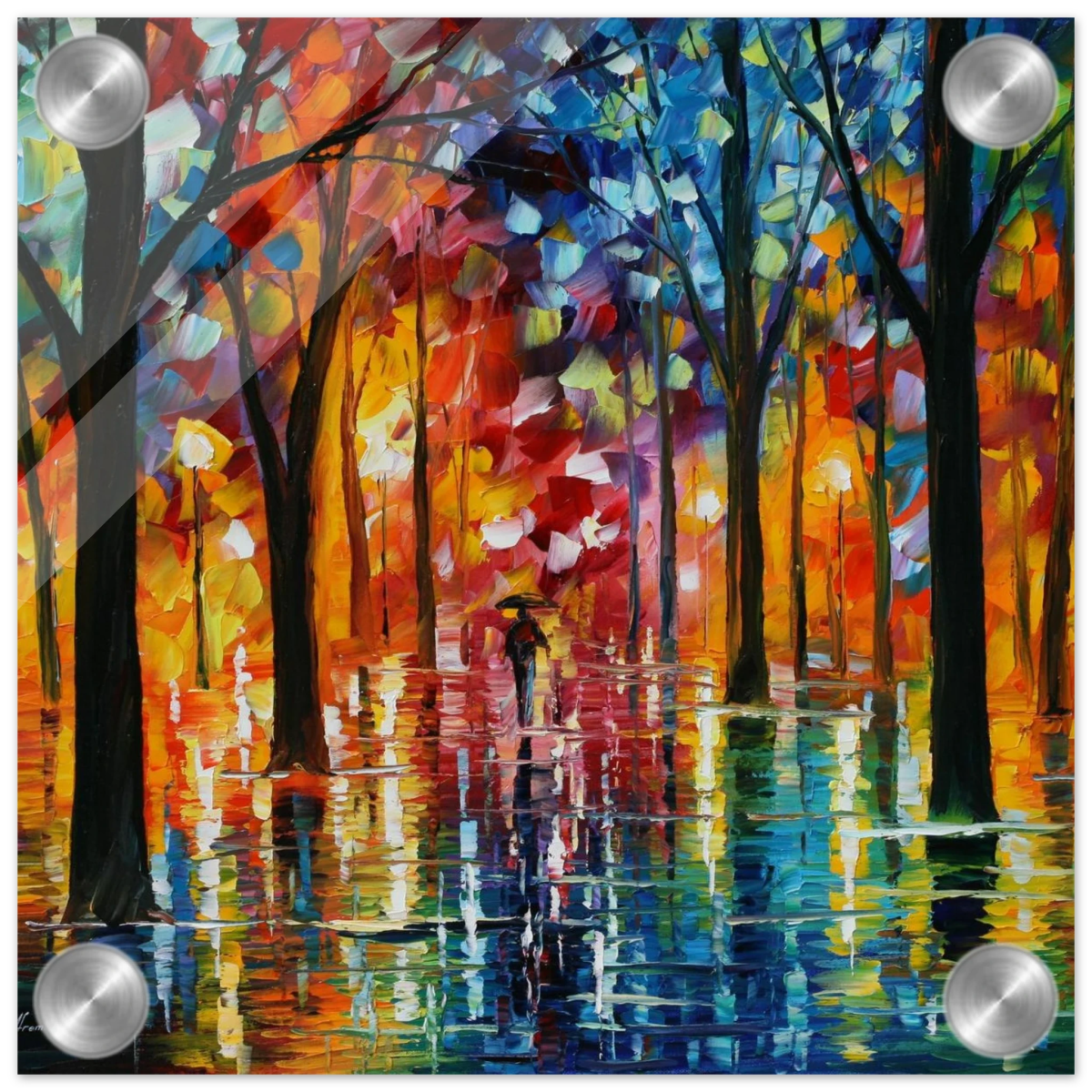 Reflections of Twilight – Vibrant Abstract City Park Wall Art - Acrylic Print - 20x20 cm / 8x8″ - 
