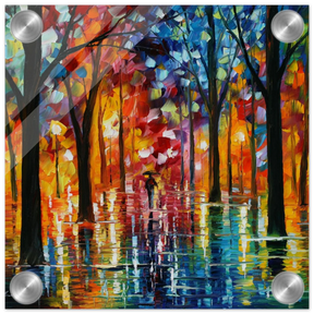 Reflections of Twilight – Vibrant Abstract City Park Wall Art - Acrylic Print - 20x20 cm / 8x8″ - 