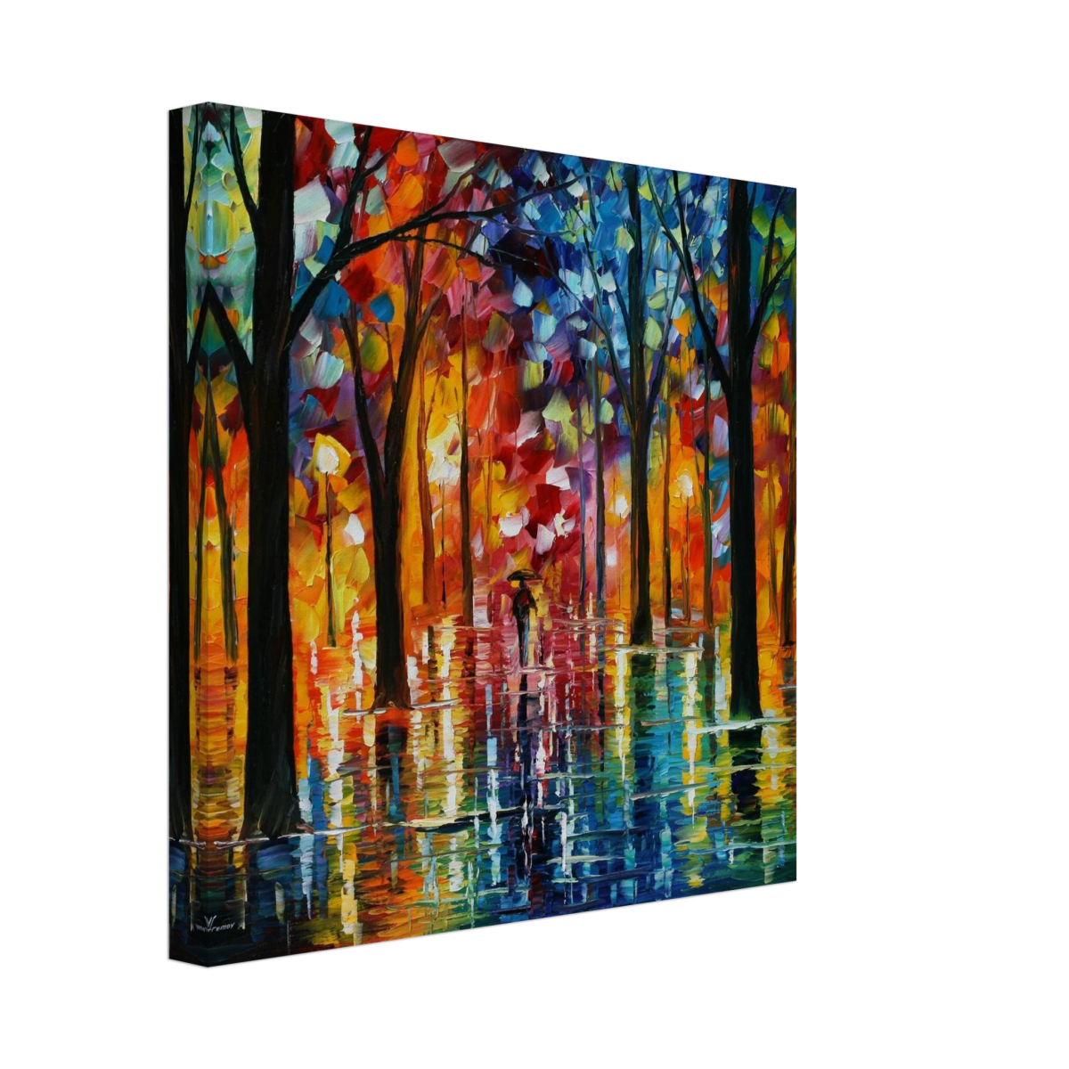 Reflections of Twilight – Vibrant Abstract City Park Wall Art - Canvas - 30x30 cm / 12x12″ - 