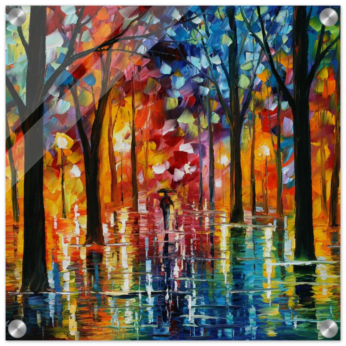 Reflections of Twilight – Vibrant Abstract City Park Wall Art - Acrylic Print - 40x40 cm / 16x16″ - 