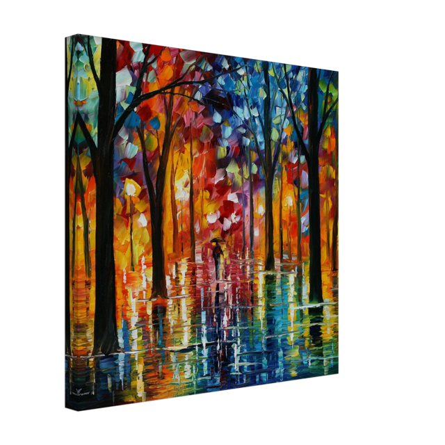 Reflections of Twilight – Vibrant Abstract City Park Wall Art - Canvas - 40x40 cm / 16x16″ - 