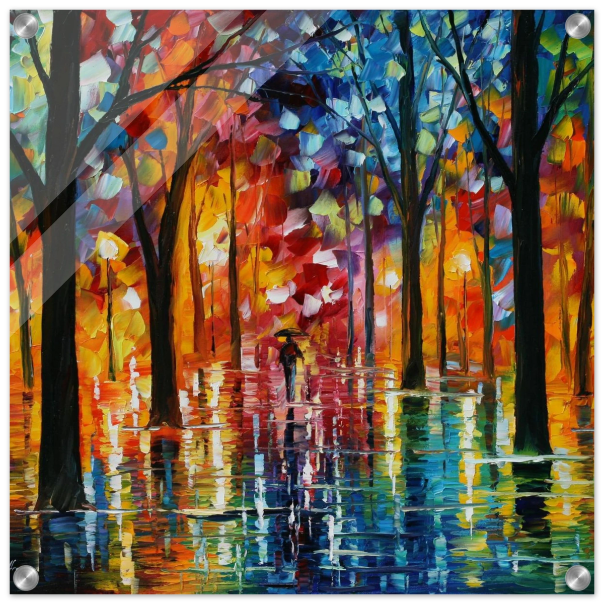 Reflections of Twilight – Vibrant Abstract City Park Wall Art - Acrylic Print - 50x50 cm / 20x20″ - 