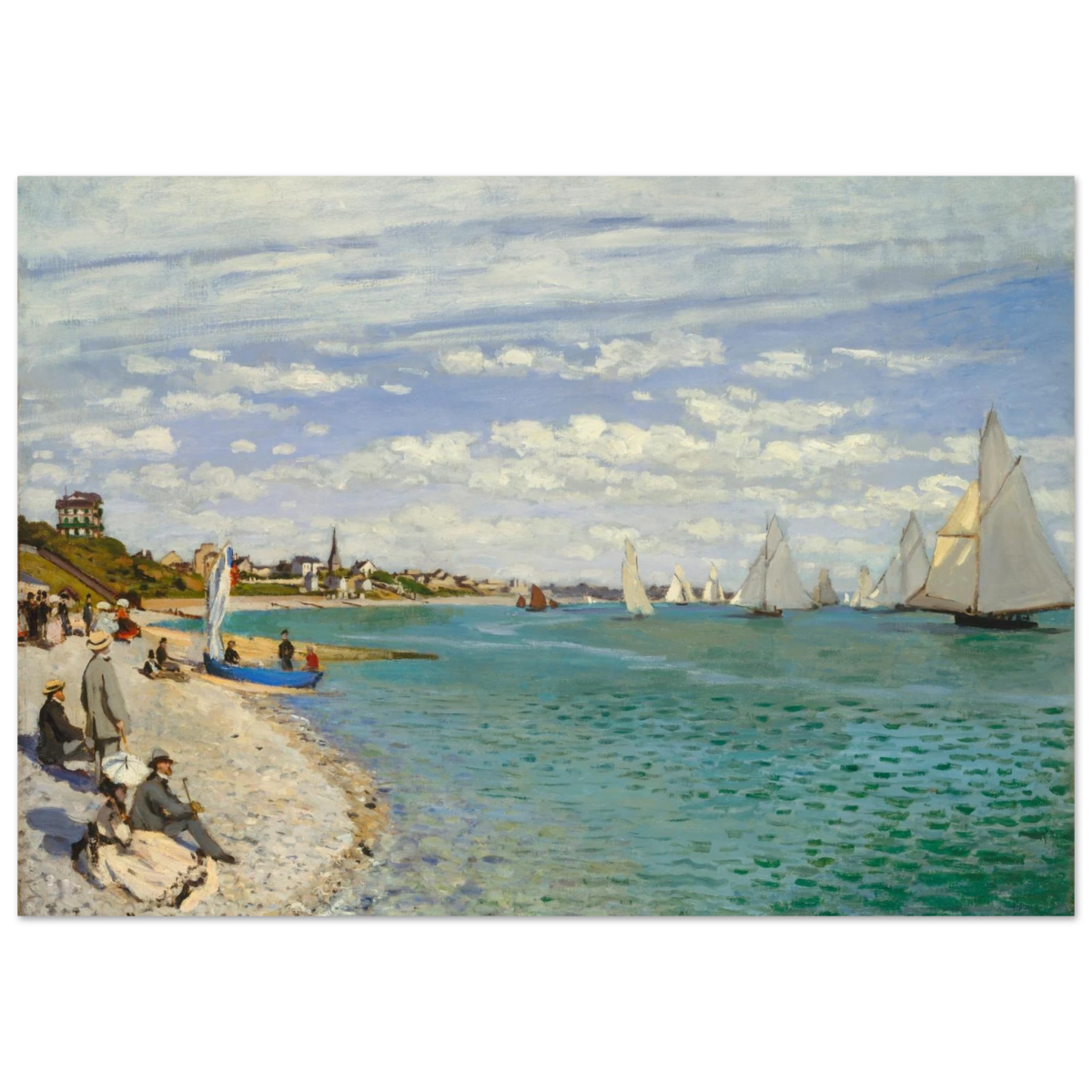 Regatta at Sainte - Adresse – Claude Monet Coastal Impressionist Wall Art Print - Fine Art Poster - 70x100 cm / 28x40″ - 