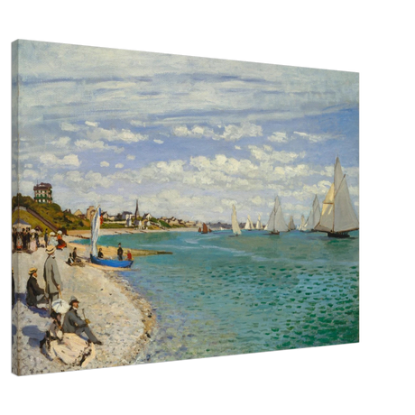 Regatta at Sainte - Adresse – Claude Monet Coastal Impressionist Wall Art Print - Canvas - 70x100 cm / 28x40″ - 