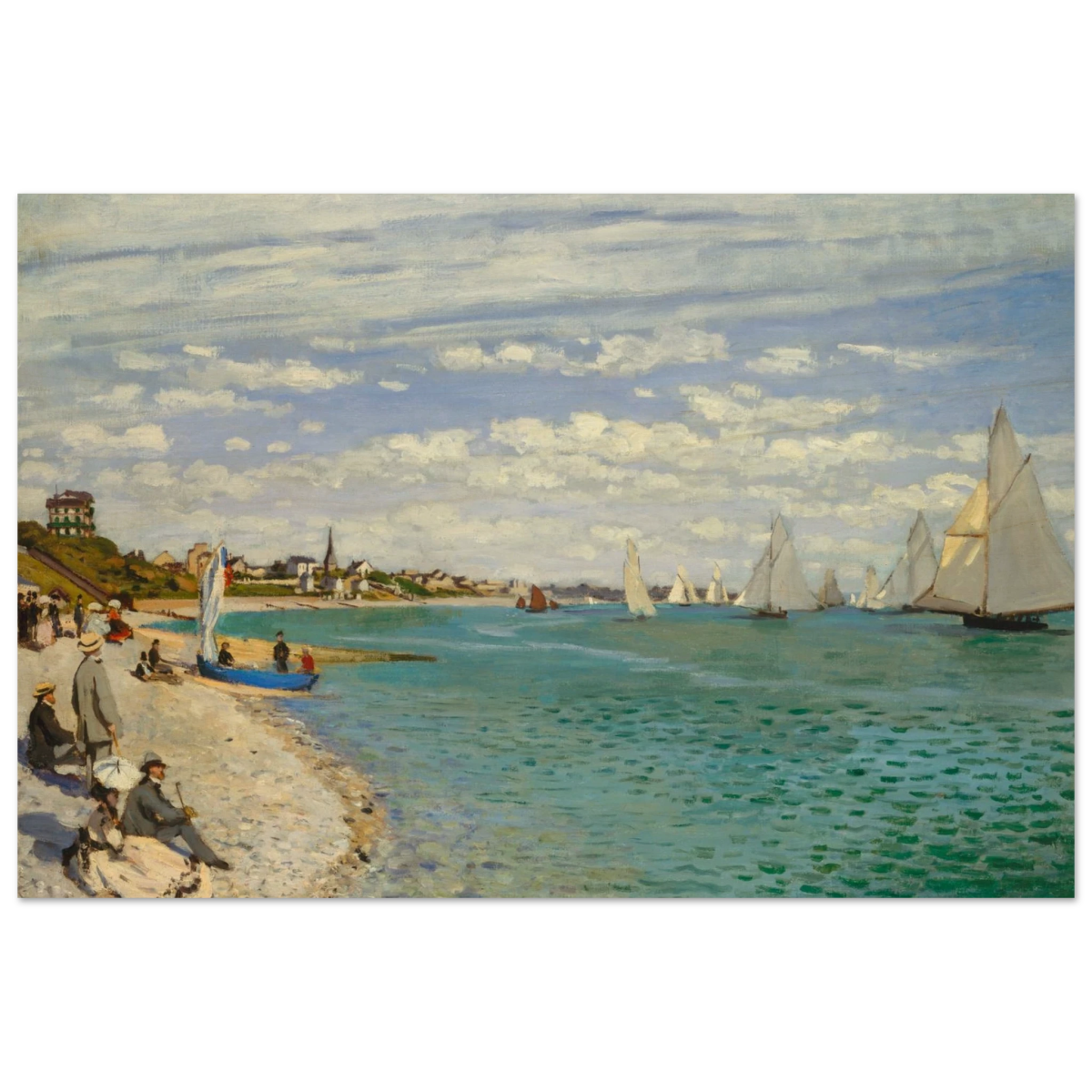 Regatta at Sainte - Adresse – Claude Monet Coastal Impressionist Wall Art Print - Wood Prints - 20x30 cm / 8x12″ - 
