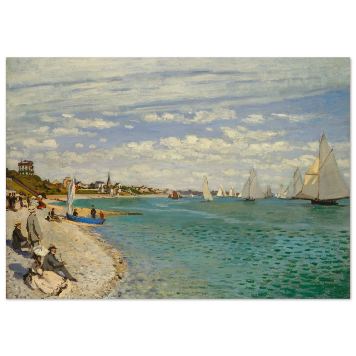 Regatta at Sainte - Adresse – Claude Monet Coastal Impressionist Wall Art Print - Wood Prints - 70x100 cm / 28x40″ - 