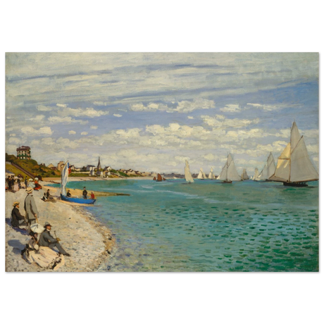 Regatta at Sainte - Adresse – Claude Monet Coastal Impressionist Wall Art Print - Wood Prints - 70x100 cm / 28x40″ - 