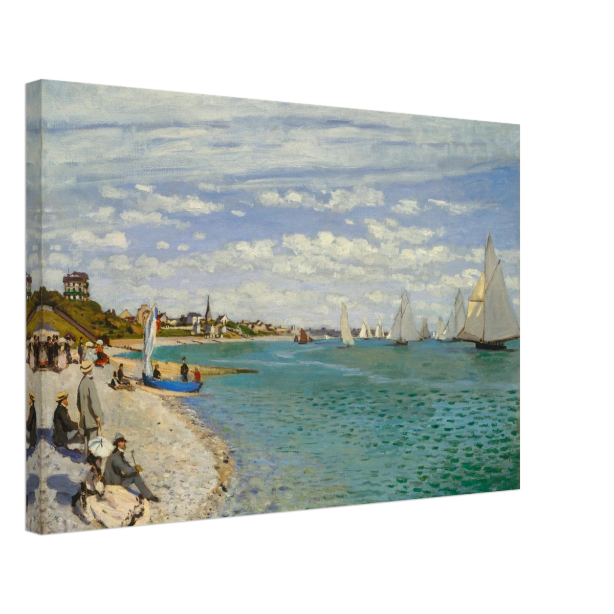 Regatta at Sainte - Adresse – Claude Monet Coastal Impressionist Wall Art Print - Canvas - 40x60 cm / 16x24″ - 