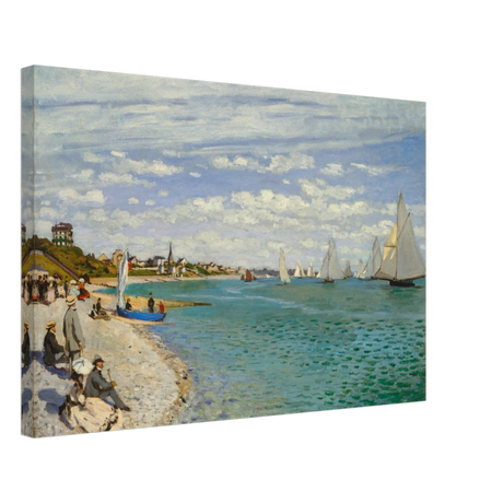 Regatta at Sainte - Adresse – Claude Monet Coastal Impressionist Wall Art Print - Canvas - 40x60 cm / 16x24″ - 