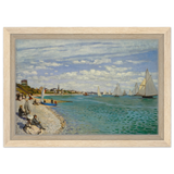 Regatta at Sainte - Adresse – Claude Monet Coastal Impressionist Wall Art Print - Framed Canvas - 20x30 cm / 8x12″ - Wood frame