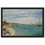 Regatta at Sainte - Adresse – Claude Monet Coastal Impressionist Wall Art Print - Framed Canvas - 40x60 cm / 16x24″ - Black frame