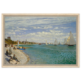 Regatta at Sainte - Adresse – Claude Monet Coastal Impressionist Wall Art Print - Framed Canvas - 40x60 cm / 16x24″ - Wood frame