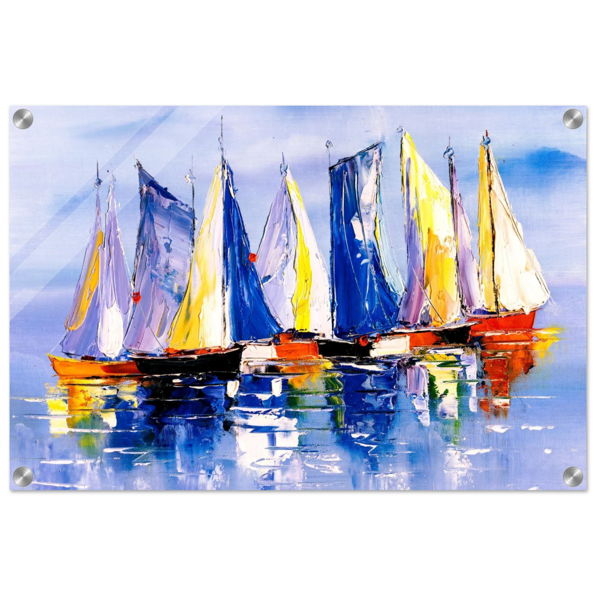 Regatta Reflections – Colourful Sailboats Wall Art Print - Acrylic Print - 40x60 cm / 16x24″ - 