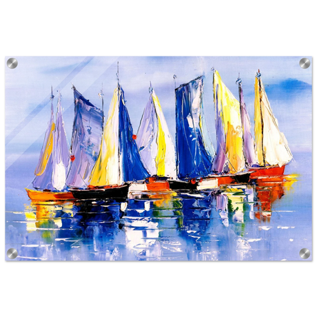 Regatta Reflections – Colourful Sailboats Wall Art Print - Acrylic Print - 40x60 cm / 16x24″ - 