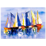 Regatta Reflections – Colourful Sailboats Wall Art Print - Fine Art Poster - 70x100 cm / 28x40″ - 