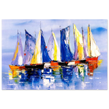 Regatta Reflections – Colourful Sailboats Wall Art Print - Fine Art Poster - 60x90 cm / 24x36″ - 