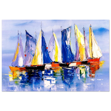 Regatta Reflections – Colourful Sailboats Wall Art Print - Fine Art Poster - 60x90 cm / 24x36″ - 