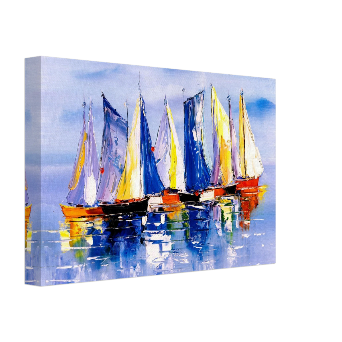 Regatta Reflections – Colourful Sailboats Wall Art Print - Canvas - 20x30 cm / 8x12″ - 