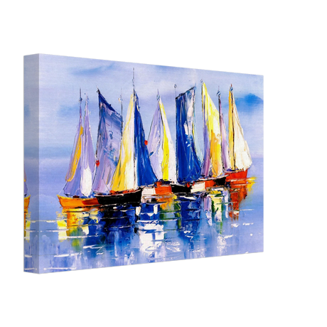 Regatta Reflections – Colourful Sailboats Wall Art Print - Canvas - 20x30 cm / 8x12″ - 