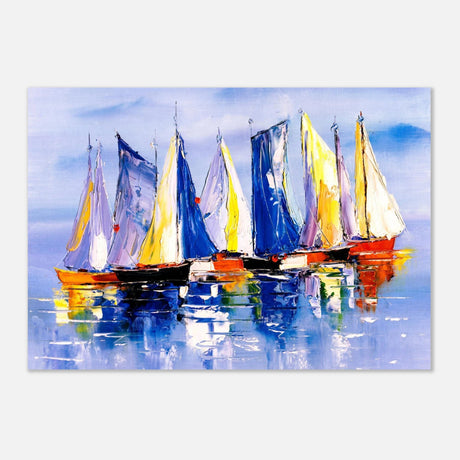 Regatta Reflections – Colourful Sailboats Wall Art Print - Aluminum Print - 70x100 cm / 28x40″ - 
